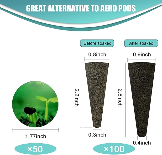 Haligo 150pcs Seed Pod Kit for Hydroponics, Grow Anything Kit with 100pcs Grow Sponges, 50pcs Pods Labels, Hydroponics Pods Replacement Compatible with Hydroponics Growing System from All Brands