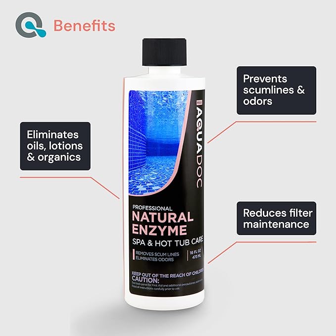 AquaDoc Spa Enzyme Water Treatment - 16oz - Natural Hot Tub Enzyme Cleaner & Clarifier for Balanced Water - Made in USA