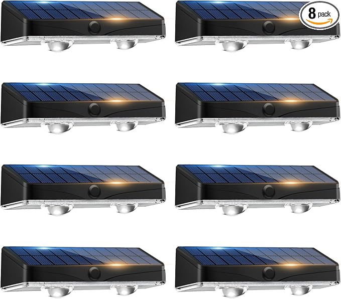 kolpop 8 Pack Solar Fence Lights Outdoor,11 Modes & 9 Colors Fence Lights Solar Powered,IP65 Waterproof, 60LM LED Solar Lights for Patio,Backyard,Outside,Railing,Wall,Nighttime,Party