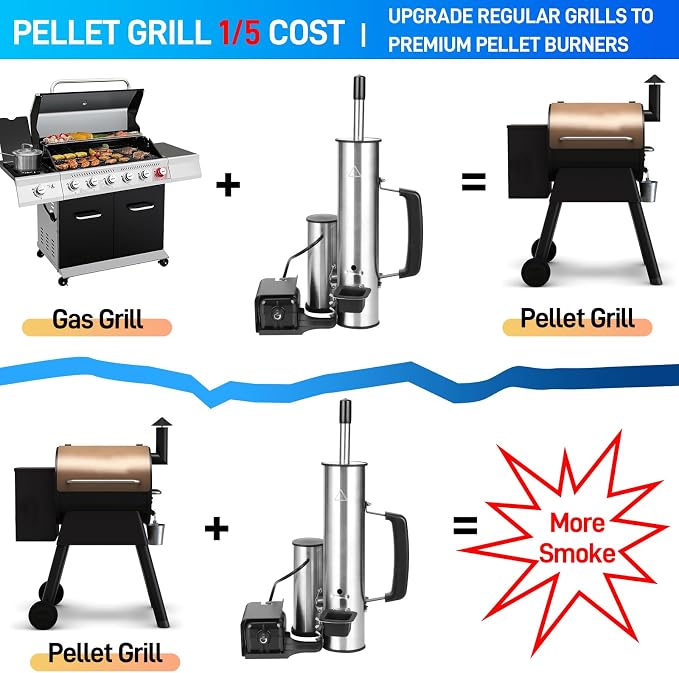 Outdoor Smoke Generator, Stainless Steel Electric Smoker, Smoke Tube for Pellet Smoker, Hot/Cold Smokers with Adjustable Smokes Volume Air Pump, Perfect for Cold Smoking Cheese, Traeger accessories
