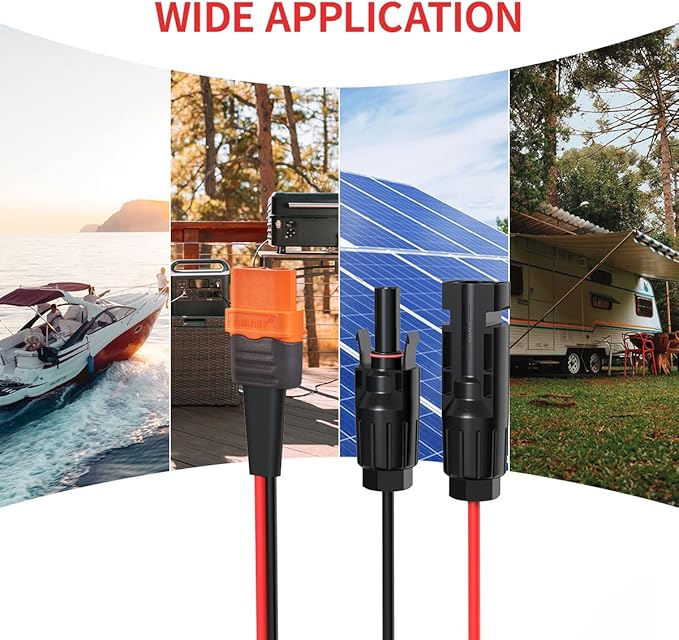 ELFCULB 12AWG 25FT Solar to XT60i Cable 2 10 25 35 50 75 100FT Solar Connector to XT60i Adapter Cable for Portable Power Station (25FT)
