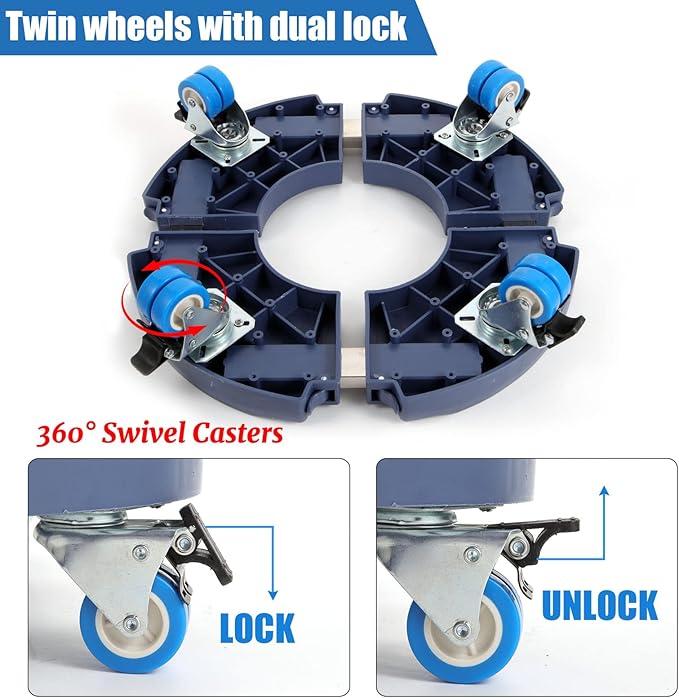 W B D WEIBIDA 2 Pack Plant Roller with Wheels Heavy Duty 440 Pounds, Size-Adjustable Rolling Planter Base with Casters, Round Dolly Cart for Potted Plant, Trash Can and Tiered Planters