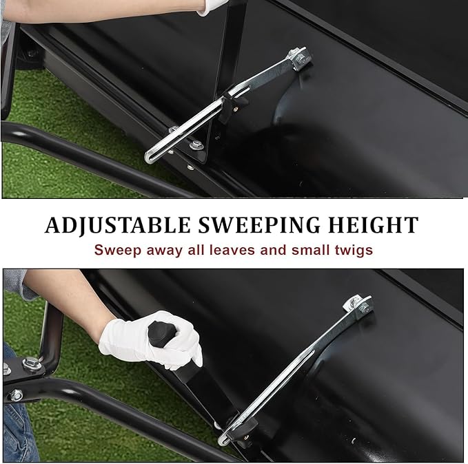 Tow Behind Lawn Sweeper, 52" Pull Behind Collector – Large Capacity Leaf & Grass Collector with Adjustable Height, Dumping Rope Design for Debris and Lawn Clippings