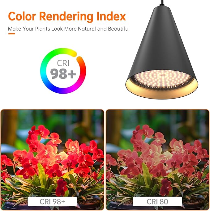 Bstrip Hanging Grow Lights for Indoor Plants, 25W Full Spectrum Hanging Plant Light with Timer &16.4FT Power Cord, 3000K Black Pendant Grow Light for Indoor Plant,Tall Plant Garden, Flowers,Greenhouse