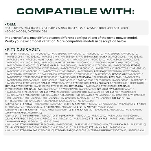 UDC Parts 954-04317A Drive Belt Replacement for Cub Cadet 954-04317 490-501-C069 MTD Troy Bilt Craftsman 754-04317 754-04317A 490-501-Y069 RZT S42 RZT-S46 RZT-L46 RZT-S50/ Aramid Cord /67 inches