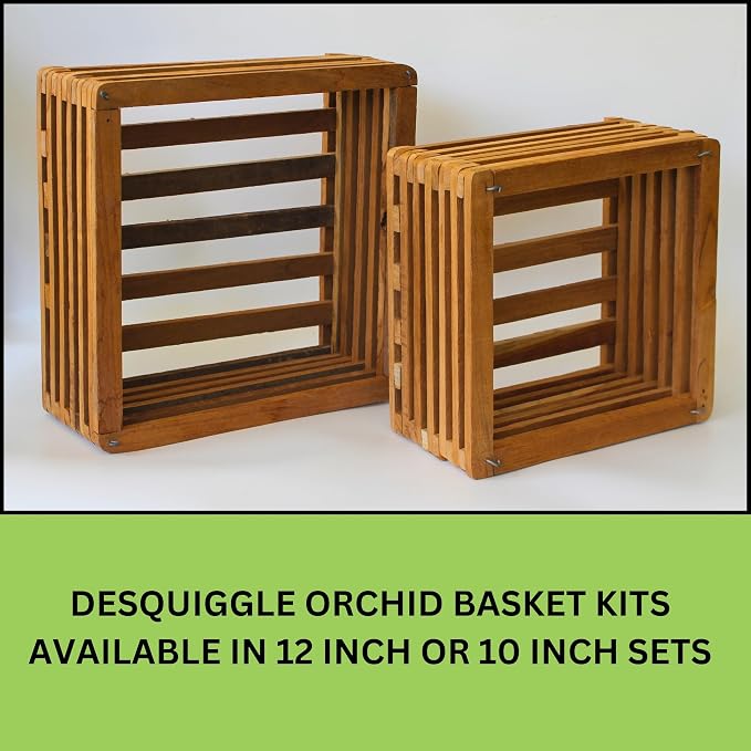 Orchid Basket Making Kit for 3 Strong 10 Inches Wide Wooden Hanging Orchid Baskets for Outdoors with Hangers, for Orchids, Staghorn Ferns, Handmade Rustic Wood Vanda Baskets, Staghorn Fern Mount