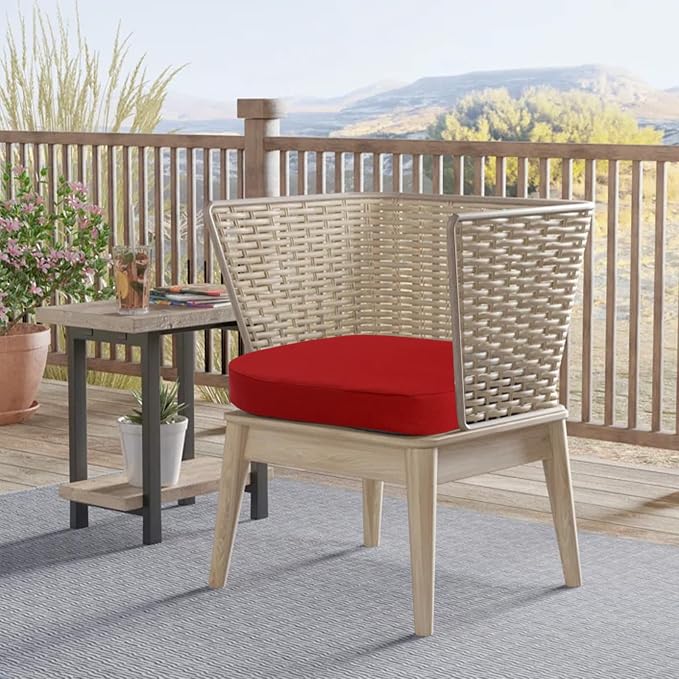 idee-home Outdoor Chair Cushions Set of 4, 19" x 19" Thick D-Shaped Patio Furniture Outdoor Seat Cushions Waterproof with Ties, Dining Pads