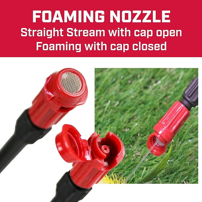 Chapin 20543 Pump Sprayer, 3‑Gallon, Foaming, Lawn & Garden, Translucent Poly Tank, Adjustable Nozzles, Anti‑Clog Filter, 12" Wand & 34" Reinforced Hose for Weed, Pest & Fertilizer Applications