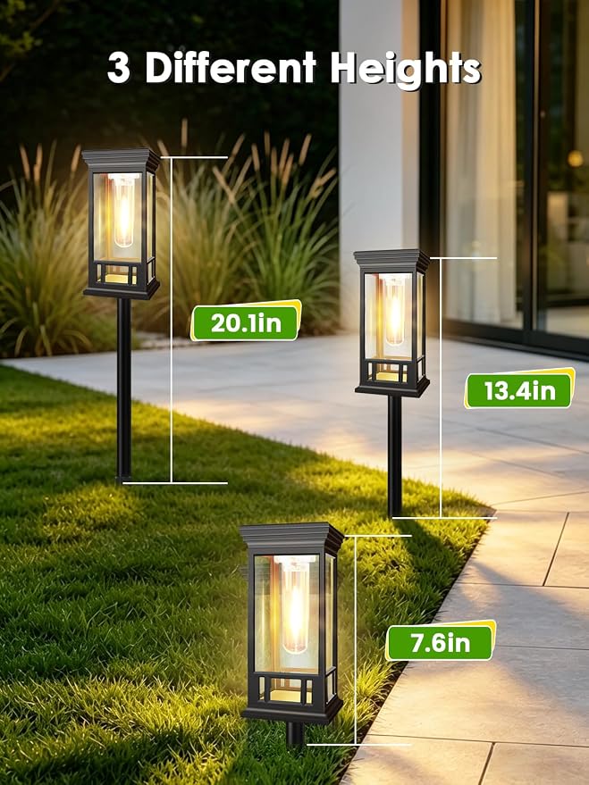 LORRYTE 8 Pack Solar Pathway Lights Outdoor, Waterproof Solar Powered Garden Lights for Outside, Auto On/Off Landscape Lighting for Patio Pathway Path Walkway Yard Lawn Driveway Decor, Warm White