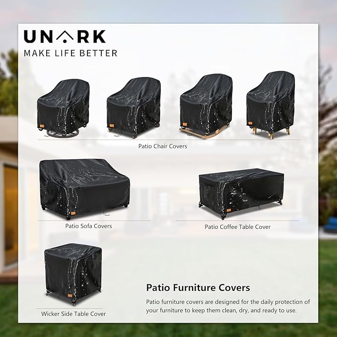 Outdoor Swivel Patio Chair Cover 4 Pack,600D Waterproof Heavy Duty Outdoor Chair Cover , Patio Furniture Covers, Outdoor Furniture Covers Waterproof, 30 W x 34 D x 36 H inches Black