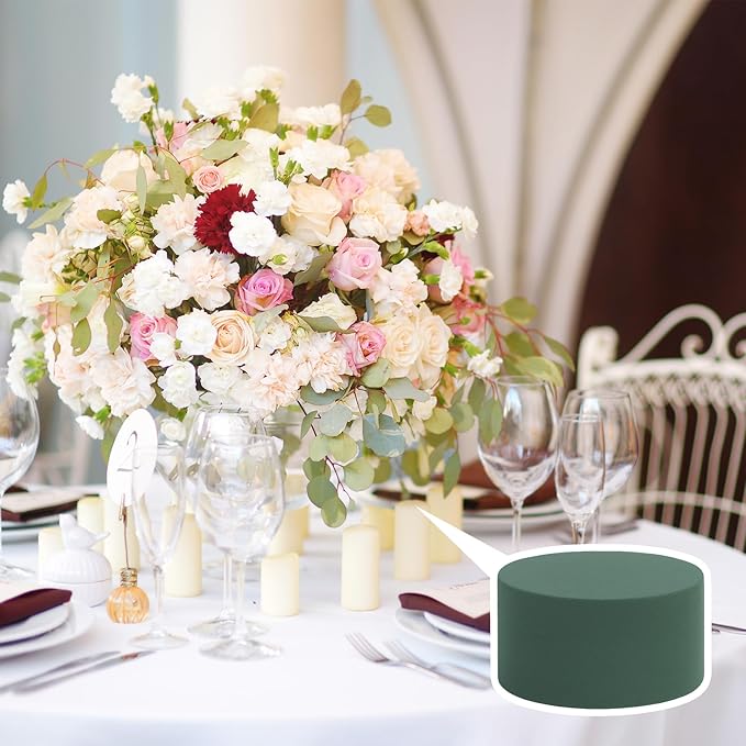 Pangda 12 Pcs Floral Foam Blocks and Round Block, Green Wet Dry Flower Foam for Fresh Artificial Flower Arrangement, Florist Supplies for Diys Arts Crafts Weddings Home Garden Decoration