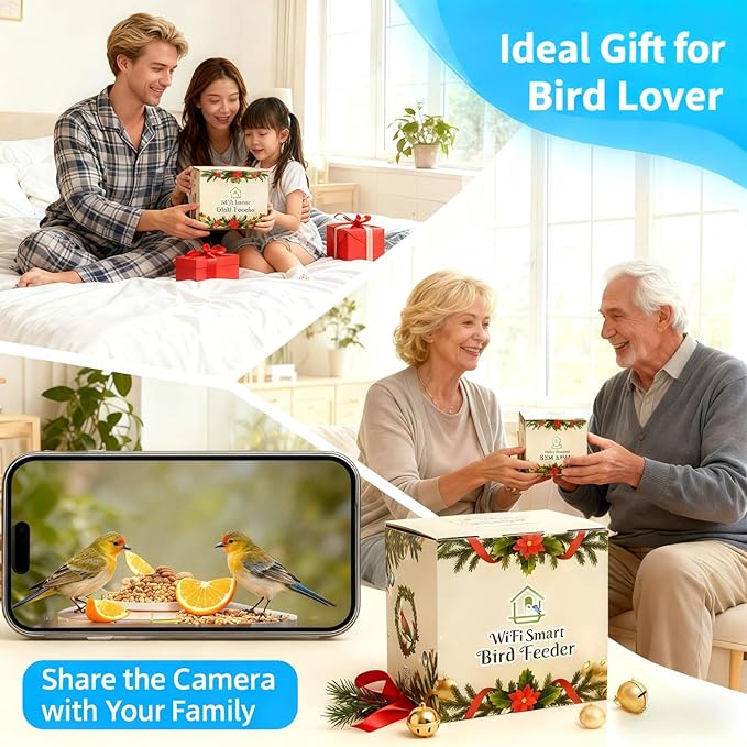 Bird Feeder with Camera, Smart Bird Feeder Camera with AI Identify BirdSpecies, Solar Powered, Instant Alerts, 2K HD Video, Various DIY Addons, 2.4G WiFi, Gift for Mom Dad and Birdlover (Green)