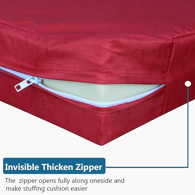 Patio Seat Cushion Covers,Washable Slip Covers Replacement,Waterproof Outdoor Furniture Chair Cushion Pillow Seat Cover for Couch,Garden,Sofa,Red,22"×20"×4"(4 Covers Only)