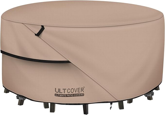 ULTCOVER Round Patio Furniture Cover - Outdoor Waterproof Table with Chair Set Cover 76 inch