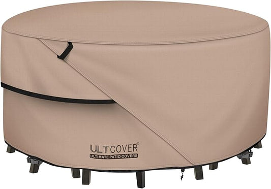ULTCOVER Round Patio Furniture Cover - Outdoor Waterproof Table with Chair Set Cover 76 inch