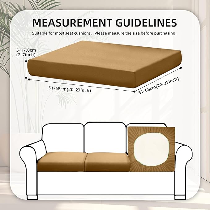 BIETYONE 8Pcs Stretch Patio Cushion Covers,Outdoor Couch Covers Replacement,Outdoor Couch & Sofa Slipcovers,for Patio Furniture Cushion Covers,Washable Reusable urniture Protector (Camel, Cover Only)