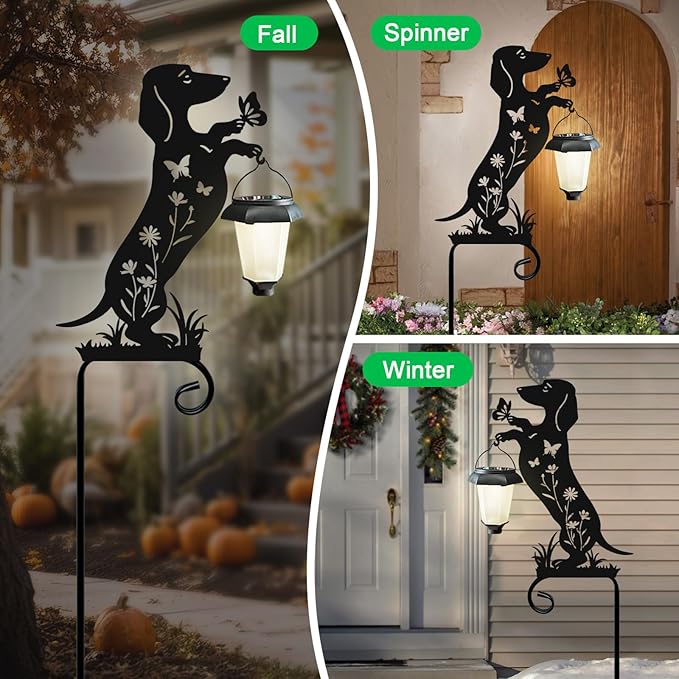 Dachshund Solar Lights Garden Stake,Dachshund Gifts Outside Decorations for Pathway,Yard,Garden Decor,Dog Solar Lights Outdoor