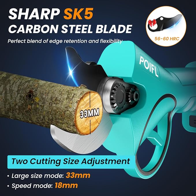 Electric Pruning Shears 1.4" with Brushless Motor, 2 x 2000mAh Battery, Sk5 Blade, Cordless Pruning Shears for Plants, Hedges, Trees, And Flowers （Blue）