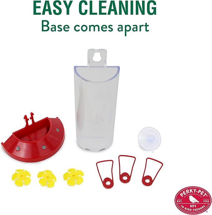 Perky-Pet Plastic Window Mount Hummingbird Feeder with Perches - 8 oz Hummingbird Nectar Capacity, 217 - Hummingbirds feeders for Outdoors, (Pack of 2)