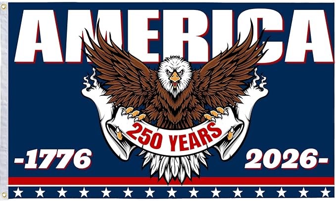 America's 250th Anniversary Flag, 3 Ply Year American Anniversary Flag- Double Sided, 3x5 Ft, 250 Years Birthday Patriotic Decor for Outdoor, Front Door, Porch, Wall (A4)