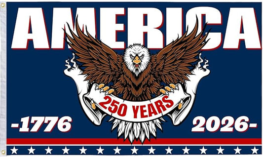 America's 250th Anniversary Flag, 3 Ply Year American Anniversary Flag- Double Sided, 3x5 Ft, 250 Years Birthday Patriotic Decor for Outdoor, Front Door, Porch, Wall (A4)