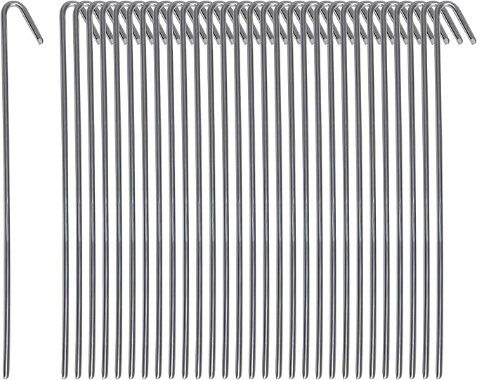 Pinnacle Mercantile 30 Pack Tent Stakes Metal Garden Edging Fence Hooks Pegs Christmas Decoration Stakes Made USA 9 inches Long