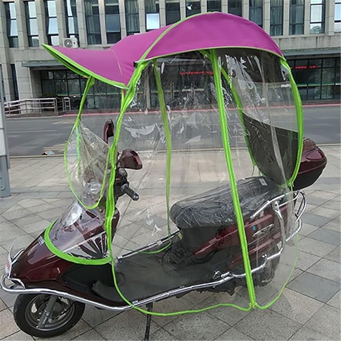 YUANXIN Motorcycle Awning Canopy E-Bike Carport Awning Canopy Storage Motorcycle Rain Shelter Transparent Umbrella Carport (Pink)