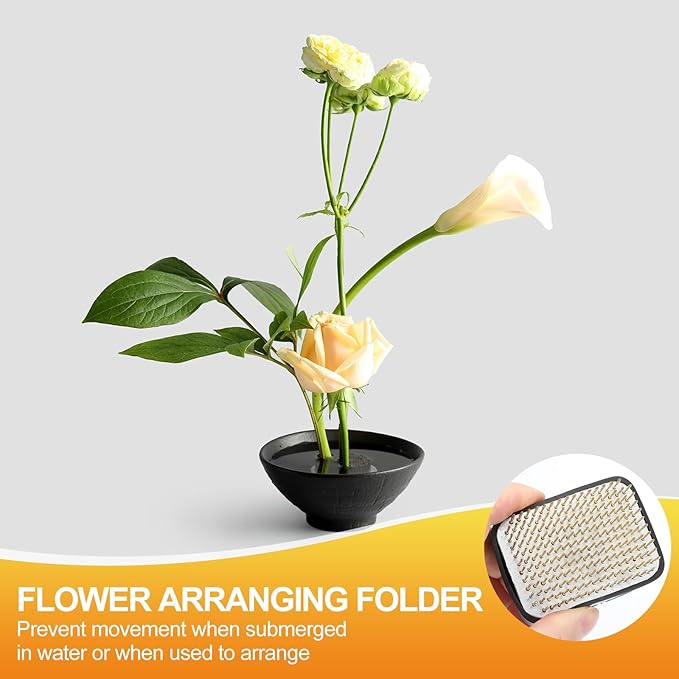 PATIKIL 1.9"x2.7" Flower Frog, Brass Flower Arrangement Holder Square Floral Pin Frogs Ikebana Arranger Tool for Vase Supplies Home Office DIY Craft, Gold