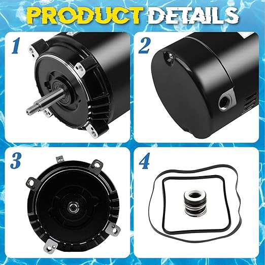 UST1152 Pool Pump Motor 1.5 HP 56J Frame 115/230V 3450 RPM Single Speed Replacement for A.O. Smith Century, Hayward SP2610X15, AST165, B229