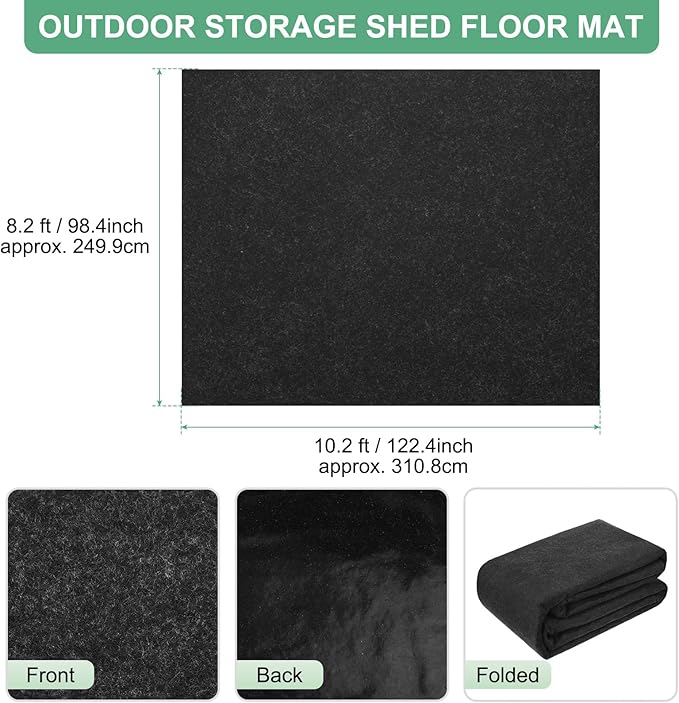 M METERXITY Outdoor Storage Shed Mat, 8.2x10.2 FT Waterproof Small Shed Flooring Mat for Patio Furniture Floor Protecting from Wear/Liquid/Dust/Oil, Non-Slip Carport Pad [Grey]
