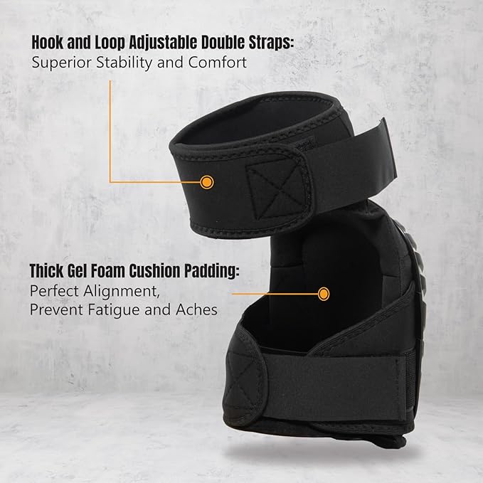 POWERTEC Safety Knee Pads for Men and Women Knee Support with Adjustable Thigh Straps Heavy Duty Shell Soft Foam and Thick Gel Cushion for Work, Construction, Flooring, Roofing (71879V)