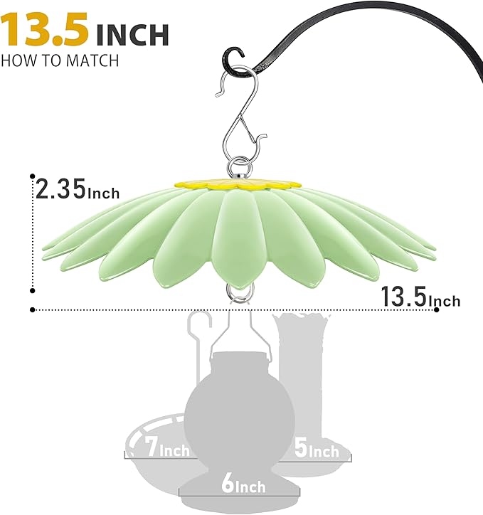 13.5 inch Bird Feeder Rain Guard,Hummingbird Feeder Shade Dome Cover,Umbrella Cover for Bird House for Outdoor,Squirrel Baffle,5 Pack(LightGreen,Green,Yellow,Orange,Red)