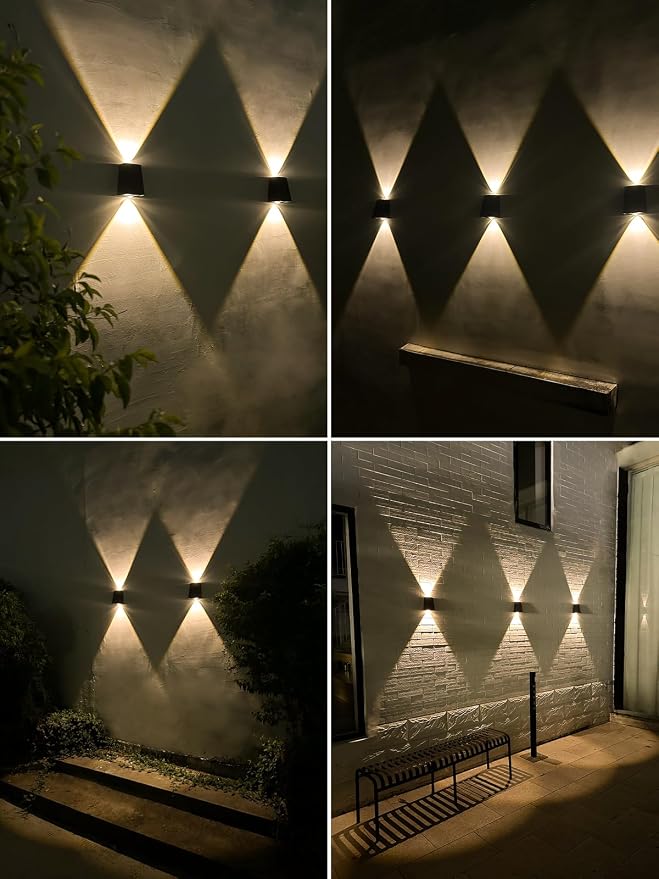 Mrzxy Solar Wall Lights Outdoor Up Down Solar Sconce Lights Outdoor Powered Warm White 3000K Waterproof for Exterior, Garage, Wall, Outside