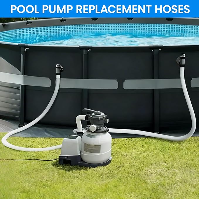 1.5" x 59" Pool Hose Replacement, Pack of 2 - Compatible with Above Ground Pools Filter Pump Hoses, Sand Filters, Saltwater Systems (1,500-2,500 GPH), White