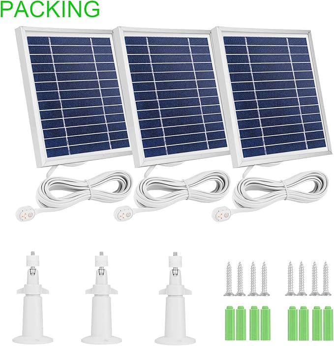 3 Pack Solar Panel Charger Compatible with Arlo Pro 5S 2K/Pro 4/Pro3/Ultra 2/Ultra/Go 2,with 11.5ft Waterproof Magnetic Charging Cable,Adjustable Mount(NOT for Arlo Essential)