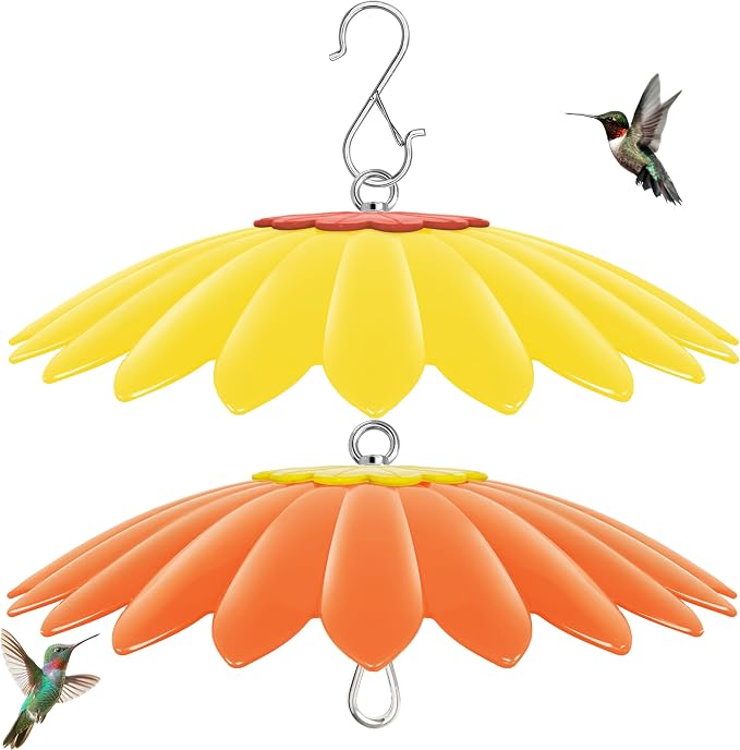 10.5 inch Bird Feeder Rain Guard,Hummingbird Feeder Shade Dome Cover,Umbrella Cover for Bird House for Outdoor,Squirrel Baffle,2 Pack(Orange,Yellow)