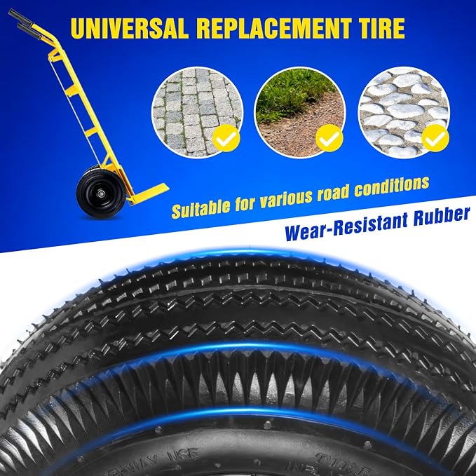 4.10/3.50-4 Pneumatic Wheel, 10 Inch Pneumatic Tires and Wheels Replacement with 5/8'' Bearings, 2.2" Offset Hub for Garden Cart, Hand Truck, Lawn Cart, Dolly, Mower (2 PACK)