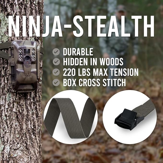 Trail Camera Straps, Upperosey Game Cam Mounting Strap with Long-Lasting Alloy Buckle, Nylon Fiber Strap for Wildlife Trail Camera Accessory, 25mm Width* 6 ft. Long, 2-Pack, Brown
