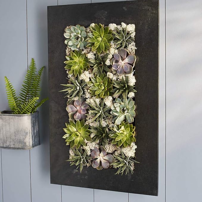 Modern Home Living Wall Galvanized Steel/Zinc Succulent Planter, Wall Mounted Garden Pocket Planter (18 Pocket, Black Zinc)