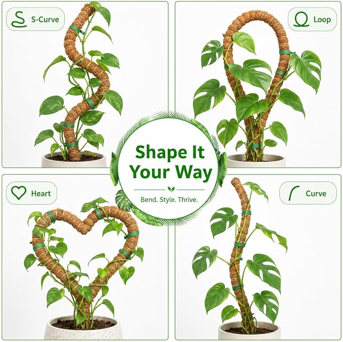 2 Pack Moss Pole, 26.8-Inch Moss Poles for Plants Monstera,Bendable Plant Support Stakes for Climbing Plants Indoor, Garden Trellis Plant Stick for Potted Plants, Pothos Philodendron