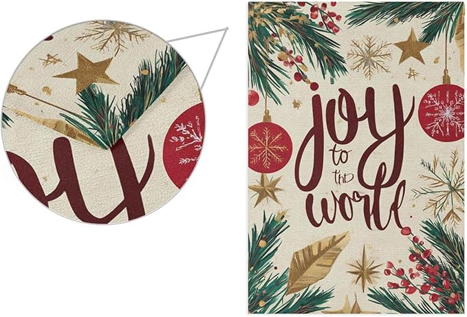 Pfrewn Christmas Winter Garden Flag 12x18 Double Sided Holly Ornament Baubles Ball Small House Yard Flags Welcome Seasonal Outdoor Indoor Banner for Xmas Holiday Yard Home Decoration