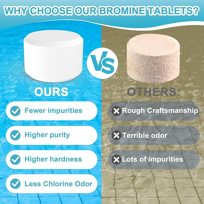Bromine Tablets for SPA Hot Tub 1 inch Tabs Brominating Tablets Booster Soft Water Feel No Chlorine Odor Chemical Sanitizer