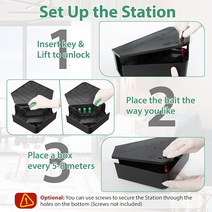 Anblak 2 Pack Rat Station Box with Keys, Rodent Station Keeps Rats Away, Keeps Children and Pets Safe, Key Unlocking, Reusable & Long-Lasting, Indoor & Outdoor