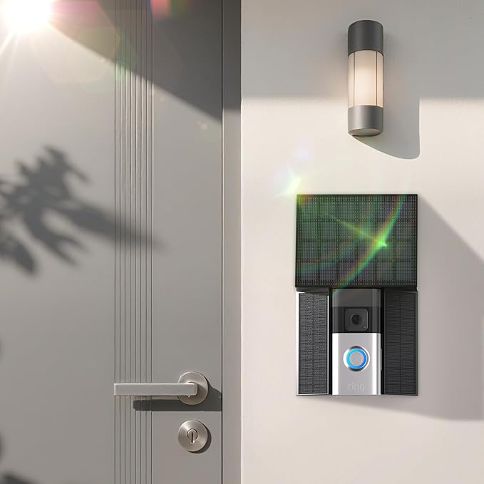 Solar Charger for Ring Battery Doorbells - Compatible with Video Doorbell 3/3 Plus/4, Battery Doorbell Plus/Pro, 2 Prong Port-1 Pack