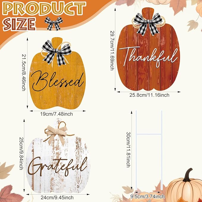 Weysat Thanksgiving Decorations Outdoor Metal Fall Yard Sign Pumpkin Porch Decorations for Home Lawn Pathway Front Door Fall Pumpkin Decor Outside Thanksgiving Party Garden Lawn Patio Walkway Decor