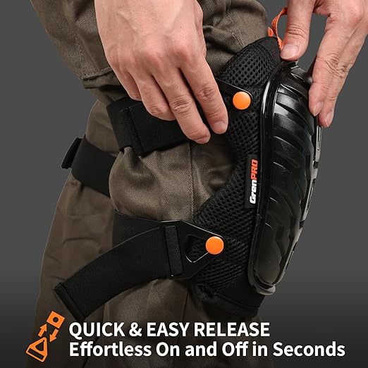 GRENPRO Professional Knee Pads for Work,Heavy Duty Thick Foam Knee Pads Tools, Knee Pad with Soft Gel Cushion for Construction, Work, Flooring, Gardening, Cleaning, Tiling,Upgraded Black