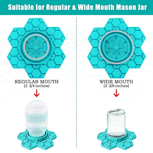 4 Pack Bee Feeder for Mason Jar, Silicone Bee Watering Station, Compatible with Regular and Wide Mouth, Bee Feeders for Hives, Beekeeping Supplies, Bee Waterer for Outside Garden(Blue)