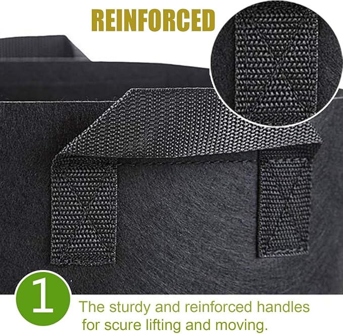 Cavisoo 24-Pack 3 Gallon Grow Bags, Heavy Duty Thickened Non-Woven Plant Fabric Pots with Reinforced Handles