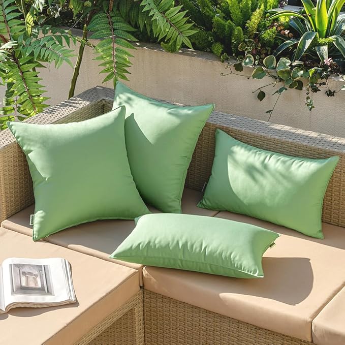 MIULEE Pack of 2 Decorative Outdoor Waterproof Pillow Covers Square Garden Cushion Sham Throw Pillowcase Summer Shell for Patio Tent Couch 16x16 Inch Sage