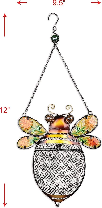 Sunset Vista Designs for The Birds Stained Glass Wire Mesh Birdfeeder, Animal Shaped, Bee